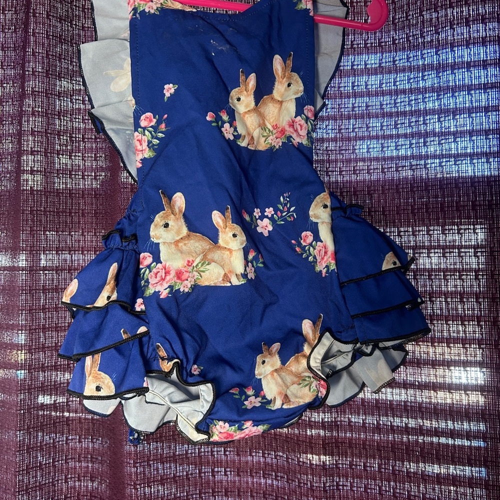 Blue Bunny Print Kids Bodysuit
